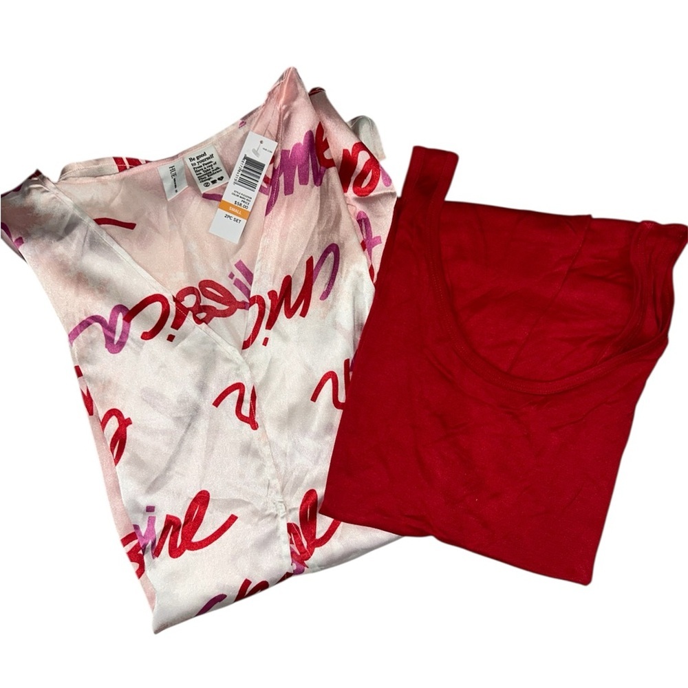 Hue Pajamas Set Friend Chic print Pink Red Size S